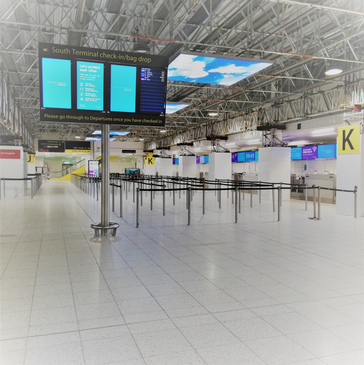 Gatwick Airport South Terminal on the 1st June without passengers © Kimberley Fok